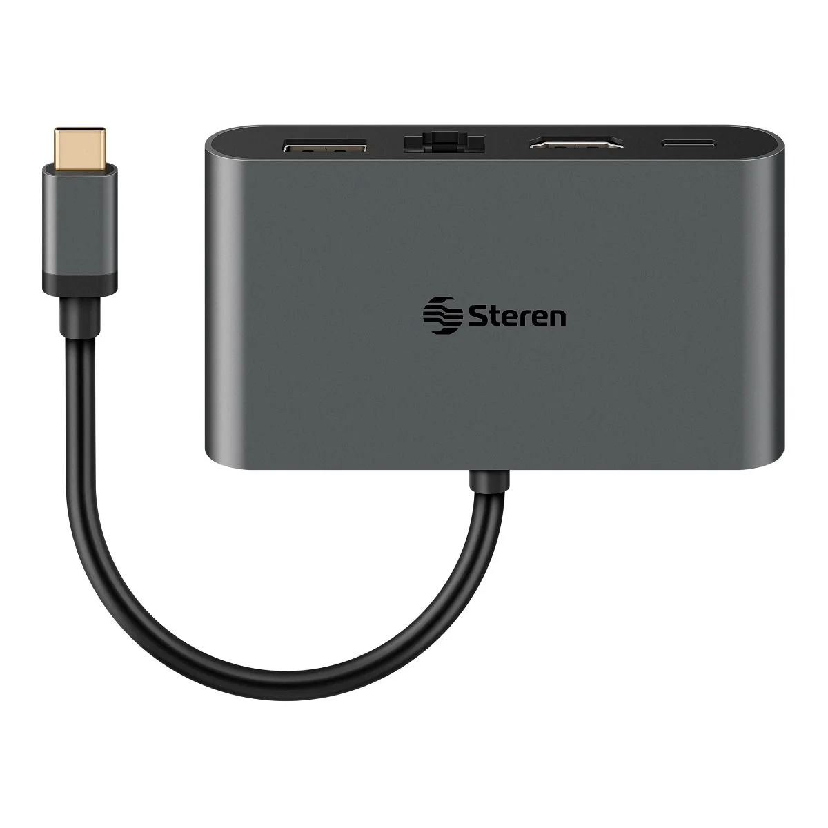CONVERTIDOR STEREN USB-5290 USB C A HDMI/USB 3.0/USB C/FAST ETHERNET RJ45, vista 2