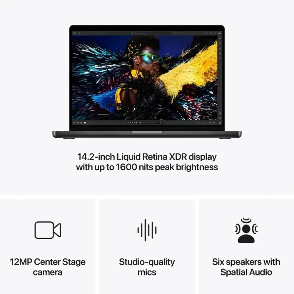 PORTÁTIL APPLE MACBOOK PRO 14-INCH M4 PRO CHIP 24GB RAM 1TB SSD SPACE BLACK, vista 3