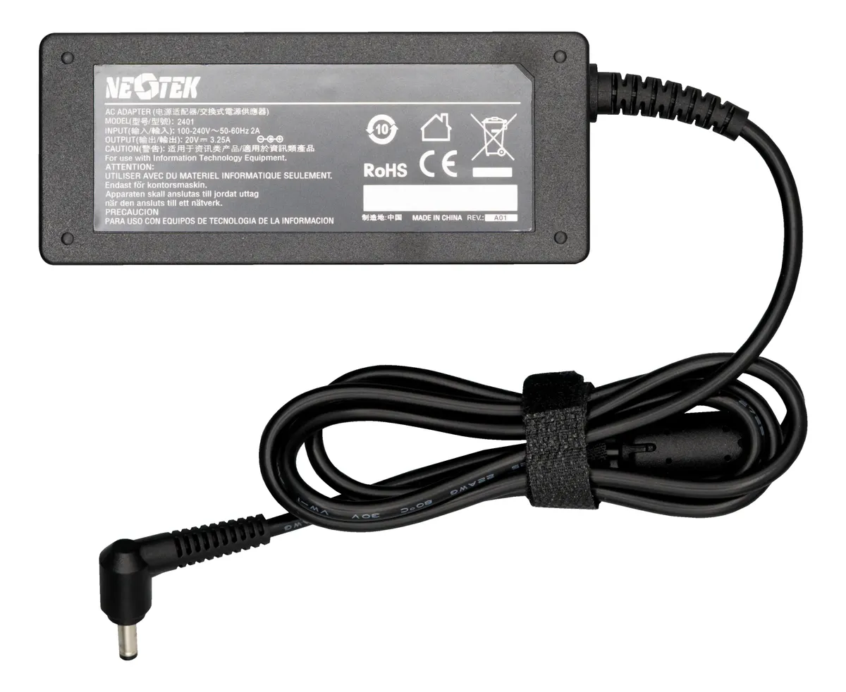 CARGADOR PARA PORTÁTIL LENOVO 20V 3.25A CUADRADO 4.0X1.7MM
