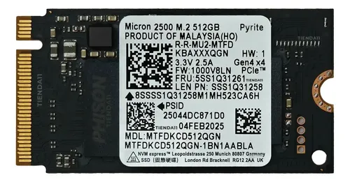 DISCO M.2 MICRON OEM MINI 2500 512GB 2.5 A, vista 2