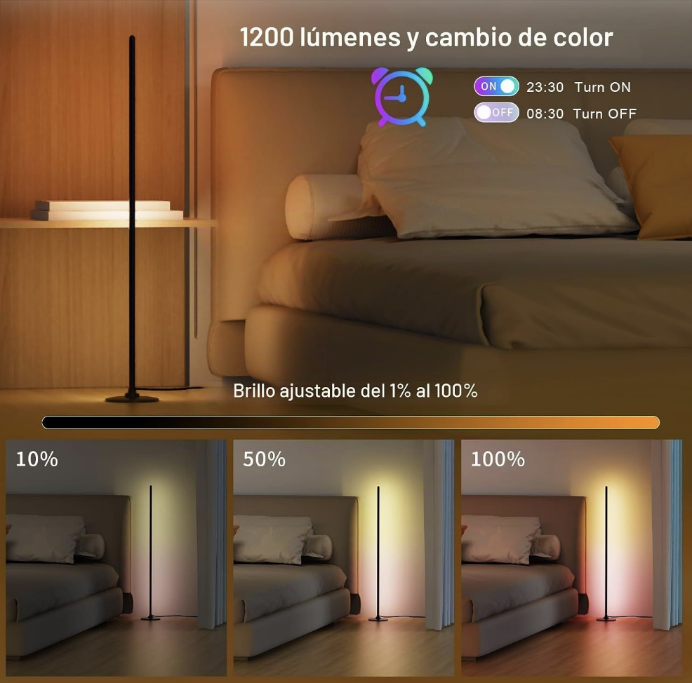 ACCESORIO PARA ASISTENTE INTELIGENTE LANMONLILY 0003 RGB (DIGITAL COLOR) LED FLOOR LAMP, COMPATIBLE CON ALEXA Y GOOGLE ASSISTANT, SINCRONIZACIÓN DE MÚSICA, vista 2