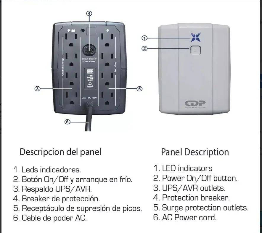 UPS CDP R-UPR508 500VA - 250W, vista 3