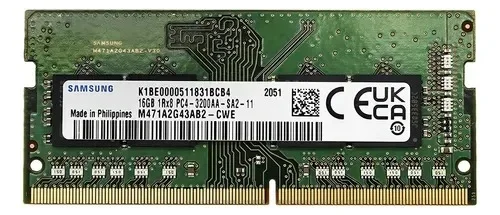 MEMORIA RAM PARA PORTÁTIL SAMSUNG 16GB 1RX8 DDR4-3200A