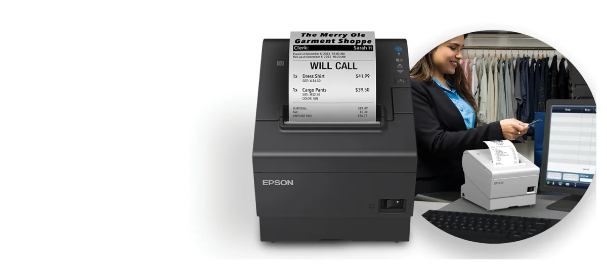 IMPRESORA POS EPSON TM-T88VII-052 THERMAL RECEIPT PRINTER USB ETHERNET AUTO-CUTTER BLACK